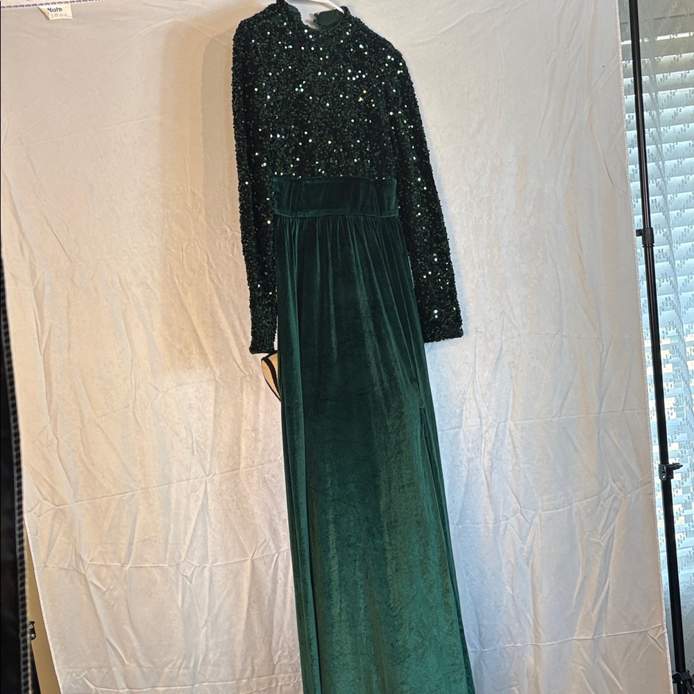 Love & Lemonade Emerald Sequin Velvet Maxi Dress NWT XXL